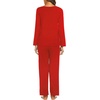 image:imageEkouaer Womens Pajama Sets 2 Piece Lounge Set Fall Winter Pajamas Long Sleeve Pjs Top and Pants Soft Pj Sets Loose SleepwearRed