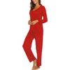image:imageEkouaer Womens Pajama Sets 2 Piece Lounge Set Fall Winter Pajamas Long Sleeve Pjs Top and Pants Soft Pj Sets Loose SleepwearRed