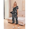 image:imageEkouaer Womens Pajama Sets Short Sleeve Sleepwear Button Up Pj Loungewear Top and Capri Pants with PocketsBlack Floral