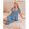 image:imageEkouaer Womens Pajama Sets Short Sleeve Sleepwear Button Up Pj Loungewear Top and Capri Pants with PocketsBlue Flower