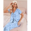 image:imageEkouaer Womens Pajama Sets Short Sleeve Sleepwear Button Up Pj Loungewear Top and Capri Pants with PocketsBlue Star
