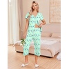 image:imageEkouaer Womens Pajama Sets Short Sleeve Sleepwear Button Up Pj Loungewear Top and Capri Pants with PocketsButterfly Green