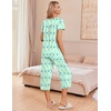 image:imageEkouaer Womens Pajama Sets Short Sleeve Sleepwear Button Up Pj Loungewear Top and Capri Pants with PocketsButterfly Green