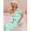 image:imageEkouaer Womens Pajama Sets Short Sleeve Sleepwear Button Up Pj Loungewear Top and Capri Pants with PocketsButterfly Green