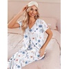 image:imageEkouaer Womens Pajama Sets Short Sleeve Sleepwear Button Up Pj Loungewear Top and Capri Pants with PocketsFloral White