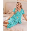 image:imageEkouaer Womens Pajama Sets Short Sleeve Sleepwear Button Up Pj Loungewear Top and Capri Pants with PocketsLight Blue Butterfly