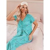 image:imageEkouaer Womens Pajama Sets Short Sleeve Sleepwear Button Up Pj Loungewear Top and Capri Pants with PocketsLight Blue Butterfly