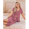 image:imageEkouaer Womens Pajama Sets Short Sleeve Sleepwear Button Up Pj Loungewear Top and Capri Pants with PocketsLight Coral