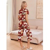 image:imageEkouaer Womens Pajama Sets Short Sleeve Sleepwear Button Up Pj Loungewear Top and Capri Pants with PocketsRed Floral
