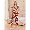 image:imageEkouaer Womens Pajama Sets Short Sleeve Sleepwear Button Up Pj Loungewear Top and Capri Pants with PocketsRed Floral