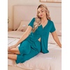 image:imageEkouaer Womens Pajama Sets Short Sleeve Sleepwear Button Up Pj Loungewear Top and Capri Pants with PocketsTeal