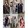 image:imageEkouaer Womens Pajama Sets Short Sleeve Sleepwear Button Up Pj Loungewear Top and Capri Pants with PocketsTurquoise Floral