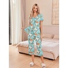 image:imageEkouaer Womens Pajama Sets Short Sleeve Sleepwear Button Up Pj Loungewear Top and Capri Pants with PocketsTurquoise Floral