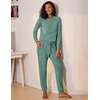 image:imageEkouaer Womens Pajamas Set Long Sleeve Loungewear Soft Lounge Set Joggers with PocketsBlue Green