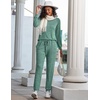 image:imageEkouaer Womens Pajamas Set Long Sleeve Loungewear Soft Lounge Set Joggers with PocketsBlue Green