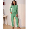 image:imageEkouaer Womens Pajamas Set Long Sleeve Loungewear Soft Lounge Set Joggers with PocketsBright Green