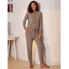 image:imageEkouaer Womens Pajamas Set Long Sleeve Loungewear Soft Lounge Set Joggers with PocketsBrown
