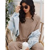 image:imageEkouaer Womens Pajamas Set Long Sleeve Loungewear Soft Lounge Set Joggers with PocketsBrown