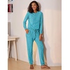 image:imageEkouaer Womens Pajamas Set Long Sleeve Loungewear Soft Lounge Set Joggers with PocketsDark Blue