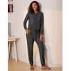 image:imageEkouaer Womens Pajamas Set Long Sleeve Loungewear Soft Lounge Set Joggers with PocketsDark Grey