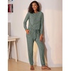 image:imageEkouaer Womens Pajamas Set Long Sleeve Loungewear Soft Lounge Set Joggers with PocketsGray Green