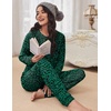 image:imageEkouaer Womens Pajamas Set Long Sleeve Loungewear Soft Lounge Set Joggers with PocketsGreen Leopard