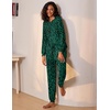 image:imageEkouaer Womens Pajamas Set Long Sleeve Loungewear Soft Lounge Set Joggers with PocketsGreen Leopard