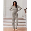 image:imageEkouaer Womens Pajamas Set Long Sleeve Loungewear Soft Lounge Set Joggers with PocketsKhaki