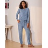 image:imageEkouaer Womens Pajamas Set Long Sleeve Loungewear Soft Lounge Set Joggers with PocketsLight Blue