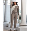 image:imageEkouaer Womens Pajamas Set Long Sleeve Loungewear Soft Lounge Set Joggers with PocketsLight Brown