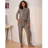 image:imageEkouaer Womens Pajamas Set Long Sleeve Loungewear Soft Lounge Set Joggers with PocketsLight Brown