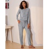 image:imageEkouaer Womens Pajamas Set Long Sleeve Loungewear Soft Lounge Set Joggers with PocketsLight Grey