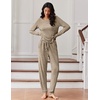 image:imageEkouaer Womens Pajamas Set Long Sleeve Loungewear Soft Lounge Set Joggers with PocketsLight Tan