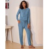 image:imageEkouaer Womens Pajamas Set Long Sleeve Loungewear Soft Lounge Set Joggers with PocketsNavy