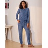image:imageEkouaer Womens Pajamas Set Long Sleeve Loungewear Soft Lounge Set Joggers with PocketsNavy Blue