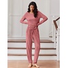image:imageEkouaer Womens Pajamas Set Long Sleeve Loungewear Soft Lounge Set Joggers with PocketsPale Violet Red
