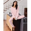 image:imageEkouaer Womens Pajamas Set Long Sleeve Loungewear Soft Lounge Set Joggers with PocketsPink Stripe