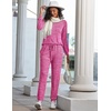 image:imageEkouaer Womens Pajamas Set Long Sleeve Loungewear Soft Lounge Set Joggers with PocketsRose Red