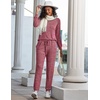 image:imageEkouaer Womens Pajamas Set Long Sleeve Loungewear Soft Lounge Set Joggers with PocketsWine Red