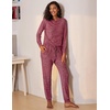 image:imageEkouaer Womens Pajamas Set Long Sleeve Loungewear Soft Lounge Set Joggers with PocketsWine Red