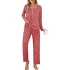 image:imageEkouaer Pajamas for Women Set Long Sleeve Sleepwear Top amp Pants Pjs Comfy 2 Piece Lounge Set with Pockets SXXLRed Floral