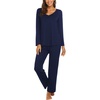 image:imageEkouaer Womens Pajama Sets 2 Piece Lounge Set Fall Winter Pajamas Long Sleeve Pjs Top and Pants Soft Pj Sets Loose SleepwearDark Blue