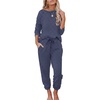 image:imageEkouaer Womens Pajamas Set Long Sleeve Loungewear Soft Lounge Set Joggers with PocketsBlack Dots