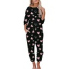 image:imageEkouaer Womens Pajamas Set Long Sleeve Loungewear Soft Lounge Set Joggers with PocketsBlack Heart