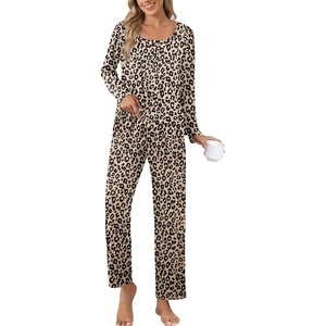 image:imageEkouaer Pajamas for Women Set Long Sleeve Sleepwear Top amp Pants Pjs Comfy 2 Piece Lounge Set with Pockets SXXLLeopard