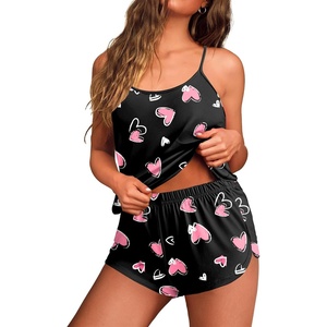 image:imageEkouaer Womens Cami Pajama Sets Soft Shorts Lingerie Set Camisole 2 Piece Cami Shorts Pj NightwearBlack Heart