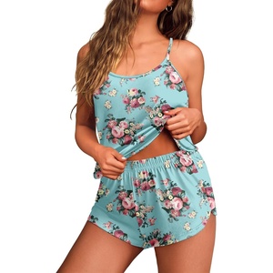 image:imageEkouaer Womens Cami Pajama Sets Soft Shorts Lingerie Set Camisole 2 Piece Cami Shorts Pj NightwearGreen Floral