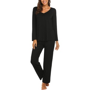 image:imageEkouaer Womens Pajama Sets 2 Piece Lounge Set Fall Winter Pajamas Long Sleeve Pjs Top and Pants Soft Pj Sets Loose SleepwearA01black