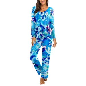 image:imageEkouaer Womens Pajama Sets 2 Piece Lounge Set Fall Winter Pajamas Long Sleeve Pjs Top and Pants Soft Pj Sets Loose SleepwearArt Flowers
