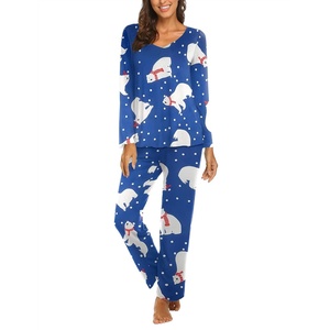 image:imageEkouaer Womens Pajama Sets 2 Piece Lounge Set Fall Winter Pajamas Long Sleeve Pjs Top and Pants Soft Pj Sets Loose SleepwearChristmas Polar Bearroyal Blue